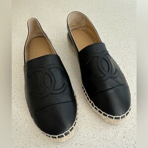 Chanel CC Logo Slip on Espadrilles in Black EU 37 US 7